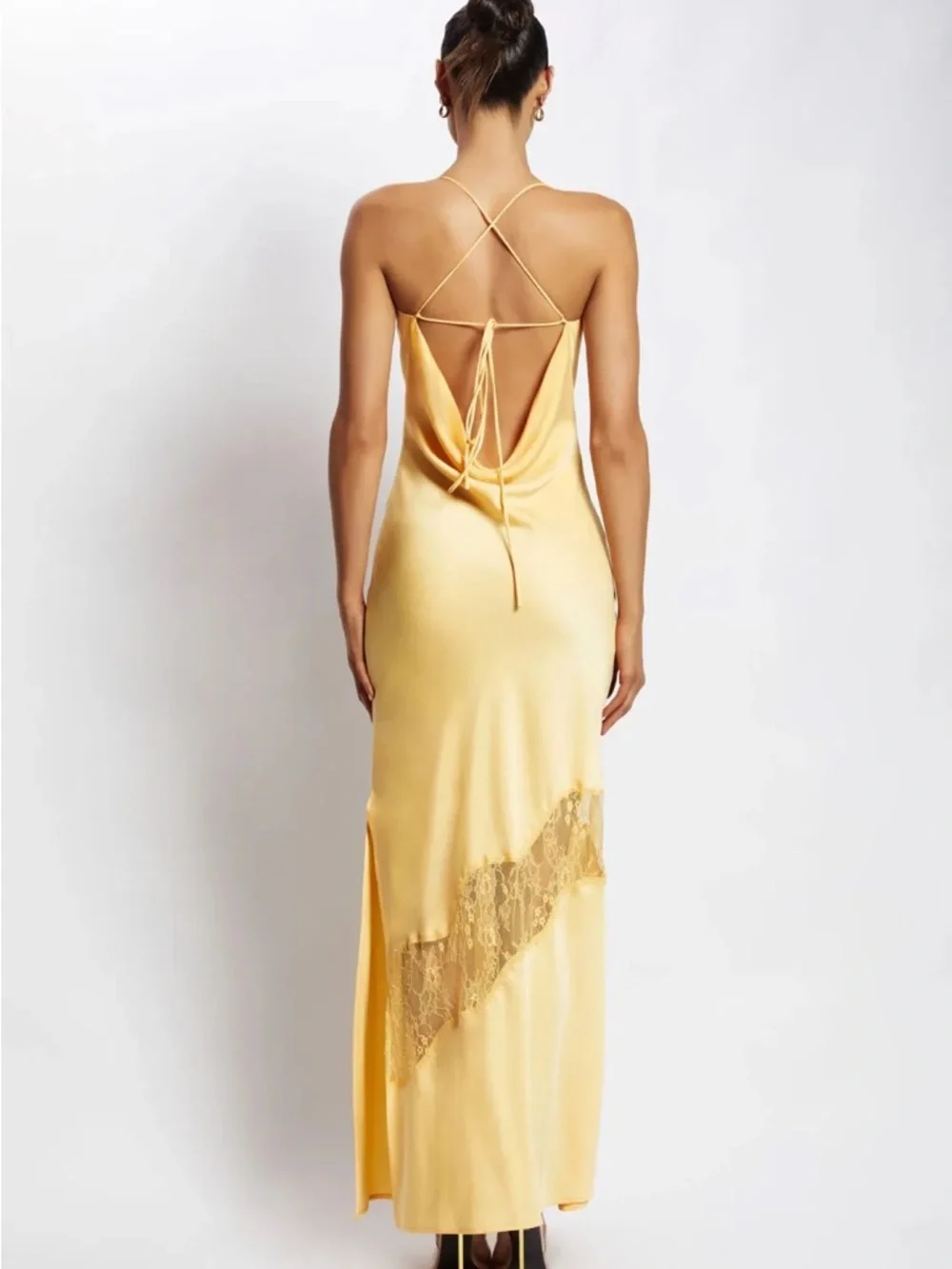 ❤️🤍💙SALE ❗️Meshki Bias Satin Slip Dress Lace Statement - Picture 5 of 7